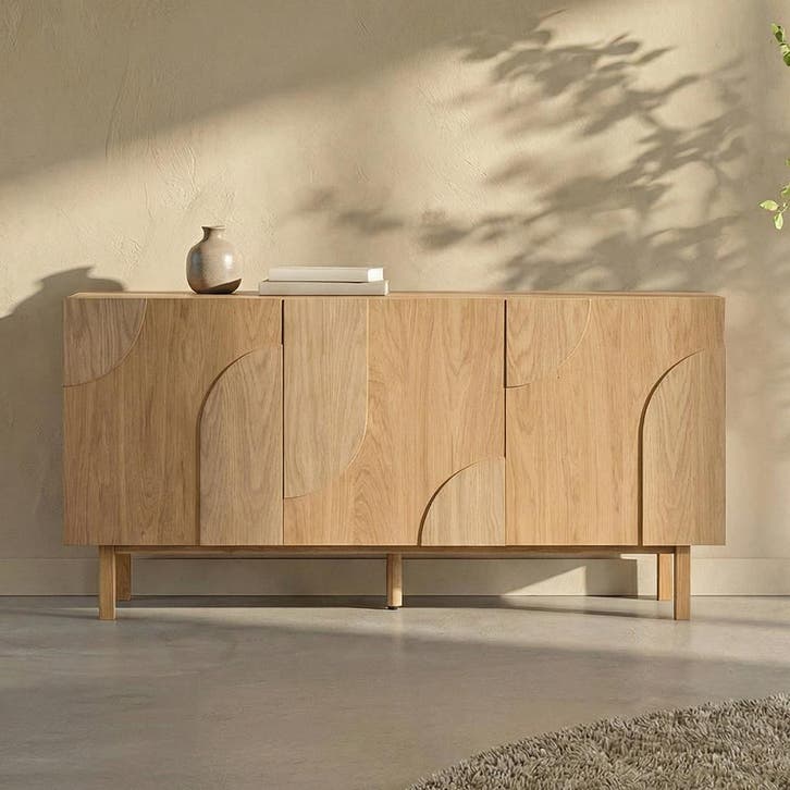 *WOONWINKEL* Eiken Dressoir Met 3D Vormen, Huis en Inrichting, Kasten | Dressoirs, Nieuw, Verzenden