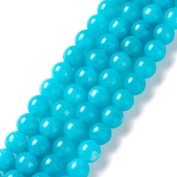 10 x Edelsteen kralen Jade 8 mm – gat ca. 1 mm – cyan, Ophalen of Verzenden, Nieuw, Kraal