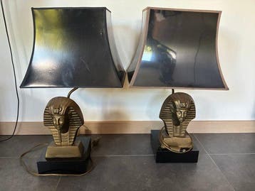 Regina - Staande lamp (2) - Messing, Hout, Textiel