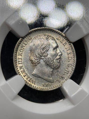 Nederland. Willem III. 10 Cents 1890 NGC MS61 (Zonder, Postzegels en Munten, Munten | Nederland