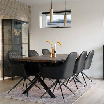 2dekans | House Nordic Harbo Eetkamerstoel Vegan Leer Zwart, Huis en Inrichting, Stoelen, Ophalen of Verzenden, Zo goed als nieuw
