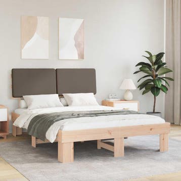 vidaXL Bedframe met Gevoerd Hoofdgedeelte Taupe 160 x 200 cm, Verzenden, Nieuw, Hout
