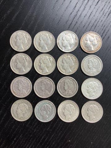 Nederland. Wilhelmina. 1/2 Gulden 1898/1930, Lot van 16