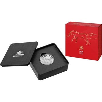 1 Troy Ounce - Zilver .999 - Lunar III Cheval 2026 PROOF -, Postzegels en Munten