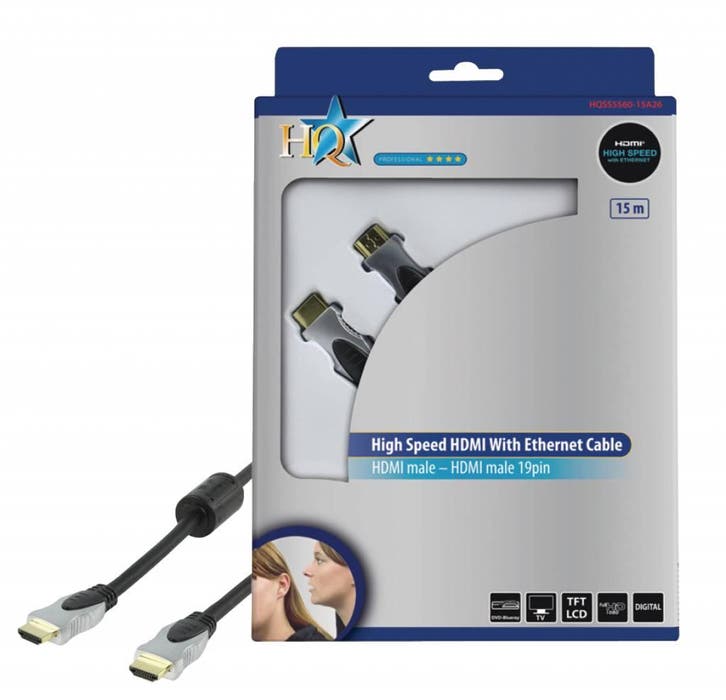HDMI kabel Hoge kwaliteit High Speed met ethernet 15.0 m, Audio, Tv en Foto, Audiokabels en Televisiekabels, HDMI-kabel, Nieuw