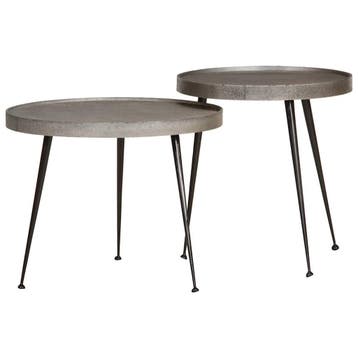 vidaXL Salontafel 2 stuks zilverkleurig bewerkt hout, Huis en Inrichting, Tafels | Salontafels, Verzenden, Nieuw, Overige houtsoorten