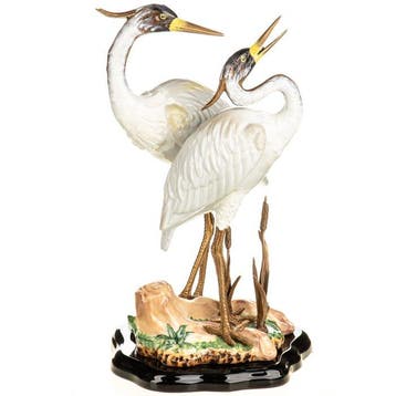 sculptuur, Pair of heron - 41 cm - Brons, Porselein, Antiek en Kunst