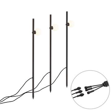 Set van 3 moderne prikspots zwart incl. LED IP44 - Garly, Verzenden, Nieuw, Aluminium