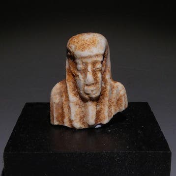 Oud-Egyptisch Faience Shabti-buste. 2,2 cm hoog. 30e