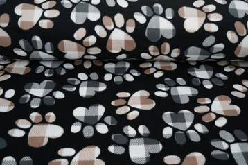 Bedrukte Fleece Hondenpoot Zwart, Hobby en Vrije tijd, Stoffen en Lappen, Nieuw