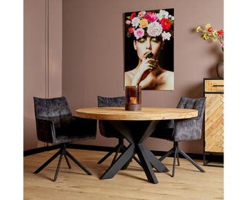 Eetkamertafel Denver | Rond | Mangohout | 140 cm, Ophalen of Verzenden, Nieuw