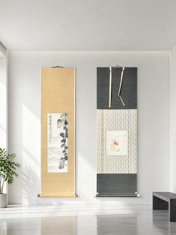 Set van 2 Japanse hangende rollen - herfstchrysanten en