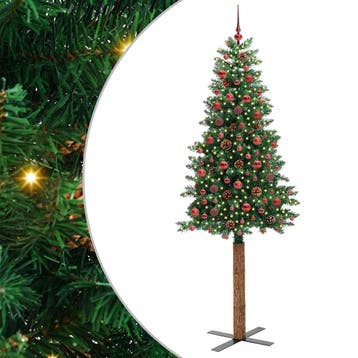 vidaXL Slanke Kerstboom Groen 210 cm PVC en massief, Verzenden, Nieuw
