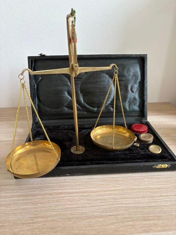 Balans of weegschaal - Messing - Set met kleine weegschaal, Antiek en Kunst, Curiosa en Brocante