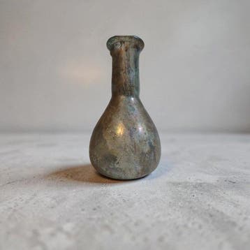 Oud-Romeins Glazen fles Met Spaanse importlicentie - 8.8 cm, Verzamelen