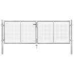vidaXL Tuinpoort gegalvaniseerd staal 300x75 cm zilver, Verzenden, Nieuw
