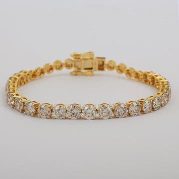 Tennis armband - 14 karaat Geel goud - 9.74ct. tw. Diamant, Sieraden, Tassen en Uiterlijk, Antieke sieraden