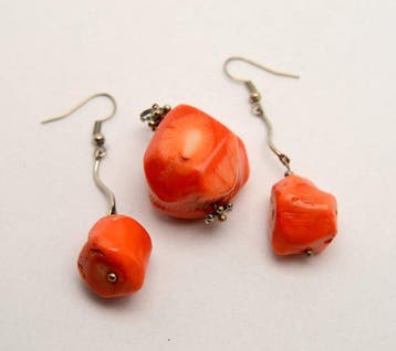 Koraal - Roze zalmkoraal - Hanger en Oorbellen - 34 g -