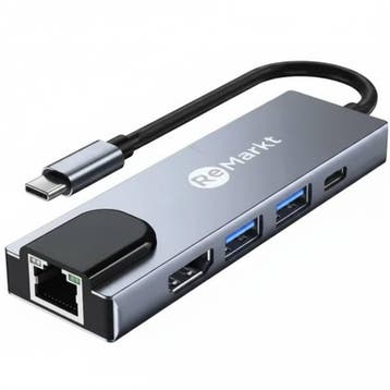 Multiport Hub USB-C (5-in-1) — USB-C / (2x) USB-A / HDMI / E, Verzenden, Refurbished