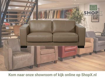 Leren bank Clear - 2,5 zits - Granada Taupe (taupe/bruin) -, Huis en Inrichting, Banken | Bankstellen, Bohemian, Eigentijds, Modern, Retro, Vintage