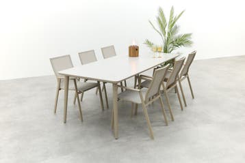 VDG Atmos/Sofia stapelbare aluminium dining tuinset 220x100, Verzenden, Nieuw, Overige materialen, Tuinset