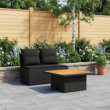 vidaXL 2 Stuk Tuin middelste sofa met uitschuiftafel poly, Verzenden, Nieuw, Rotan, 2 zitplaatsen