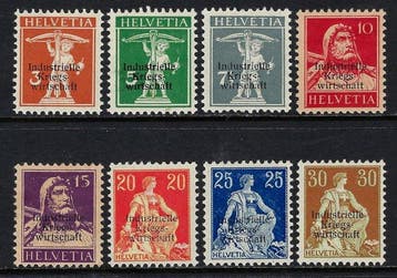 Zwitserland 1918 - Helvetia Service-set - Yvert N. 1/8, Gestempeld