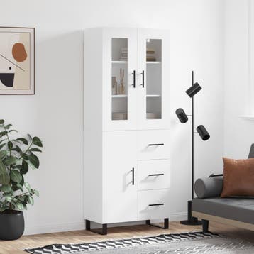 vidaXL buffetkast 69,5x34x180 cm bewerkt hout wit, Minder dan 50 cm, Verzenden, Nieuw, Minder dan 100 cm