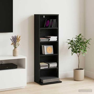vidaXL CD Kast Zwart eiken 33 x 23,5 x 97,5 cm Bewerkt hout, Verzenden, Nieuw