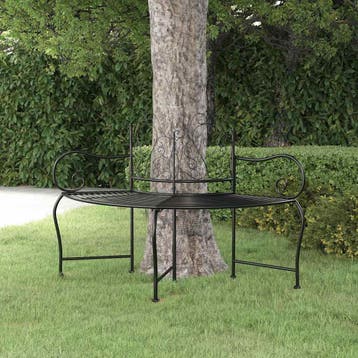 vidaXL Boombank 150 cm staal zwart, Tuin en Terras, Tuinbanken, Verzenden, Nieuw, Metaal