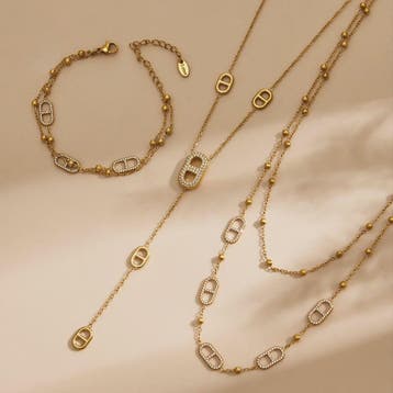 Dainty Gelaagde Sieraden Set: 18k Goudkleurig Roestvrij Staa, Verzenden, Nieuw