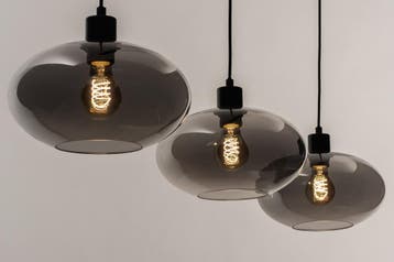 Rietveld Hanglampen - Zwart, Grijs - Glas, Metaal, Verzenden, Nieuw