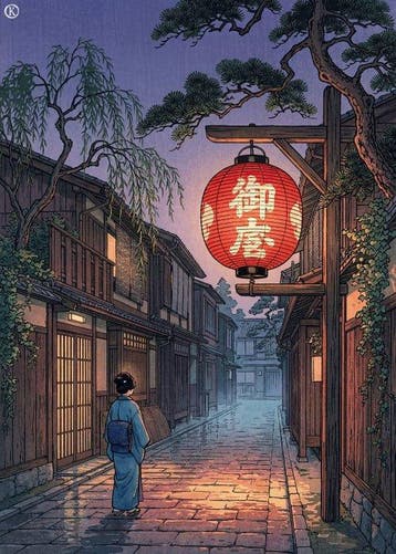 [XL MATTE PAPER] Twilight under the Chochin by Kleury.art