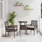 vidaXL Tuin eettafelset 3 pcs Bruin poly rattan, Verzenden, Nieuw, Rotan