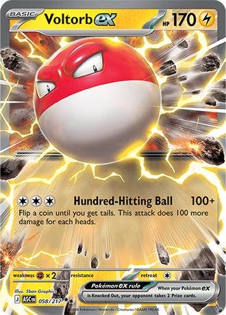 Voltorb EX 058/217 Ascended Heroes, Ophalen of Verzenden, Nieuw, Losse kaart, Foil