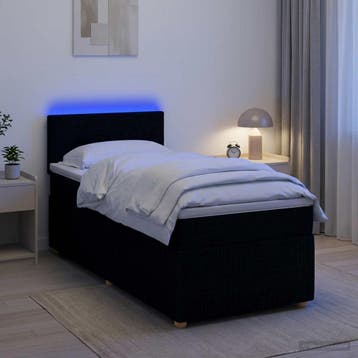 vidaXL Boxspringbed met matras met hoofdeinde Zwart 100 x, Verzenden, Nieuw, Eenpersoons, Zwart