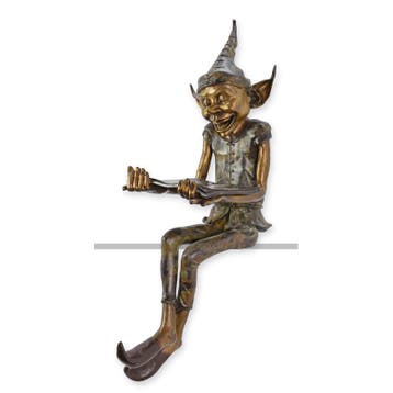 BRONZEN BEELD VAN EEN ZITTENDE KABOUTER MET EEN BOEK, Verzenden, Nieuw