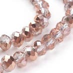 1 x Streng Glaskralen Facet Rondelle Briolette 6x4mm – Cl., Hobby en Vrije tijd, Kralen en Sieraden maken, Ophalen of Verzenden