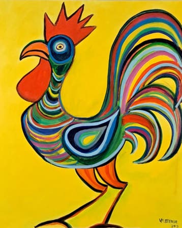 Acryl schilderij, Maya Wildevuur, Haan, 2013