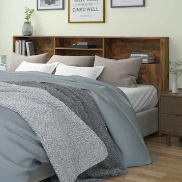 vidaXL Hoofdbordkast 220x19x101,5 cm gerookt eikenkleurig, Verzenden, Nieuw, Bruin, Hout