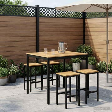 vidaXL Tuinbar Tafel Wit en zwart 110 x 108,5 x 105 cm, Verzenden, Nieuw