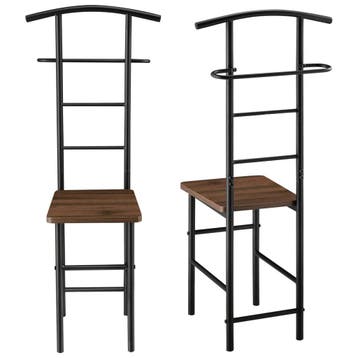 Dressboy kledingrek stoel 107x45x45 cm walnootkleurig, Verzenden, Nieuw