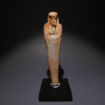 Oud-Egyptisch Faience Shabti. 9,5 cm hoog. 30e dynastie,