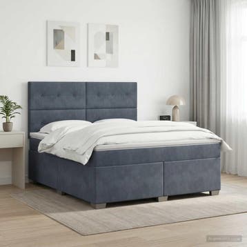 vidaXL Boxspringbed met matras Donkergrijs 140 x 200 cm, Verzenden, Nieuw, Stof
