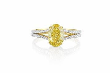 Ring - 14 karaat Geel goud - 2.07ct. tw. Geel Diamant (Fancy, Nieuw