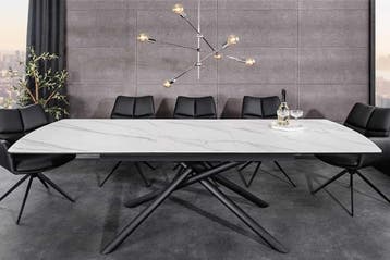 Uitschuifbare eettafel MIKADO 180-230cm wit keramiek zwart, Huis en Inrichting, Tafels | Eettafels, Ophalen of Verzenden, Nieuw