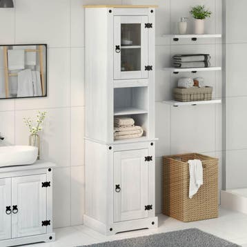 vidaXL Badkamerkast met plank Wit 50 x 40 x 185 cm Massief, Verzenden, Nieuw, (Half)hoge kast