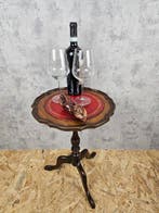 Bijzettafel - Synthetisch leder - Wijntafel, hout, leer