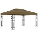 vidaXL Prieel met dubbel dak 180 g/m² 3x4 m taupe, Verzenden, Nieuw