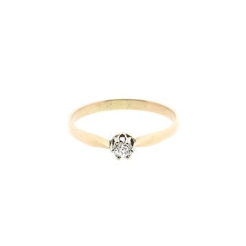 Roségouden solitairring met diamant; 0,05 ct., Gebruikt, Ophalen of Verzenden, Kleiner dan 17, Met edelsteen